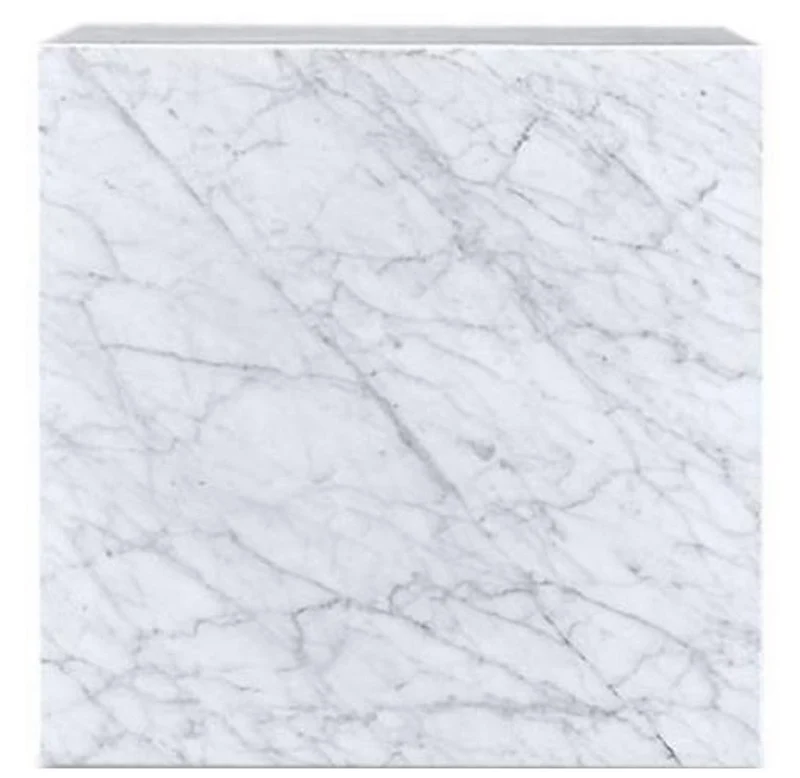 Casa Padrino Luxus Beistelltisch Weiß 48 x 48 x H. 55 cm - Quadratischer Wohnzimmertisch aus Carrara Marmor - Marmortisch - Luxus Qualität