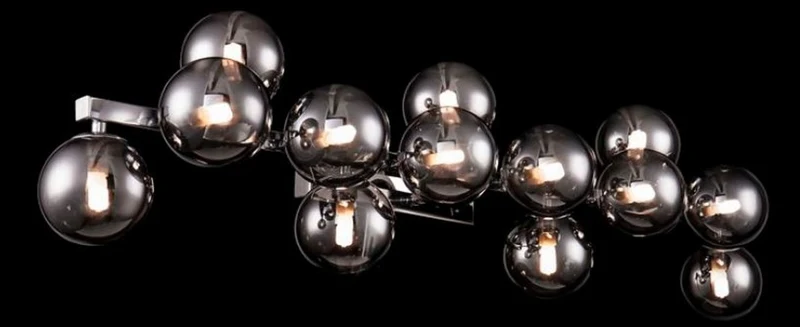 Casa Padrino Designer Wandleuchte Silber / Grau 95 x 23 x H. 24 cm - Moderne Wandlampe mit kugelförmigen Lampenschirmen