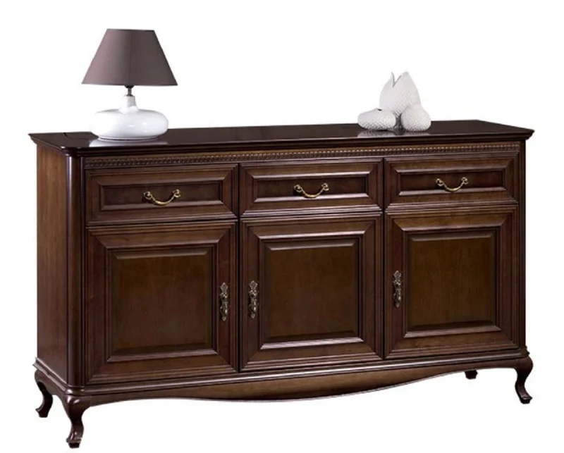 Casa Padrino Luxus Jugendstil Kommode mit 3 Türen und 3 Schubladen Dunkelbraun 166,1 x 45,6 x H. 95 cm - Luxus Qualität