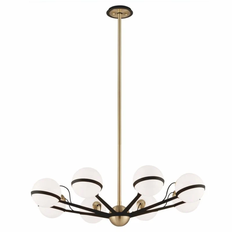 Casa Padrino Luxus LED Kronleuchter Bronze / Messing / Weiß Ø 95,9 x H. 22,9 cm - Kronleuchter mit kugelförmigen Lampenschirmen - Luxus Qualität