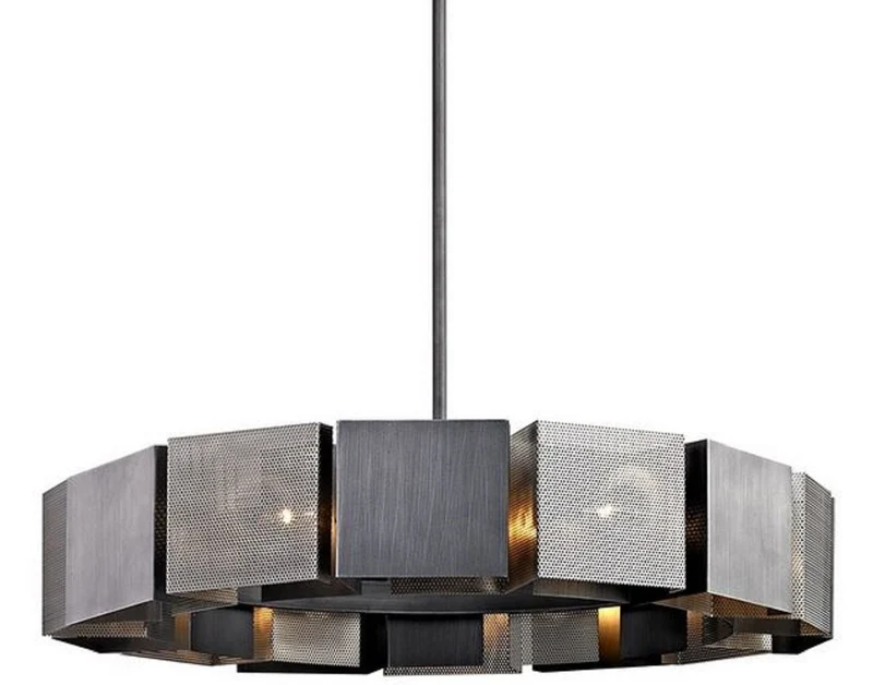 Casa Padrino Luxus Kronleuchter Graphit / Silber Ø 92,1 x H. 18,4 cm - Luxus Kollektion