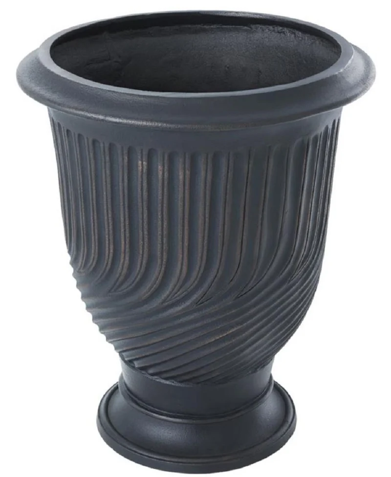 Casa Padrino Luxus Blumentopf Antik Bronze Ø 48 x H. 56 cm - Runder Aluminium Pflanzentopf - Luxus Qualität