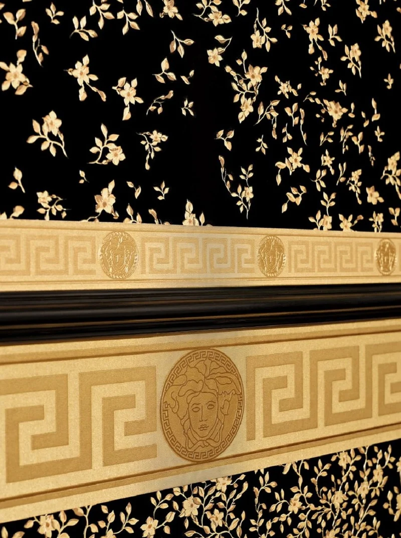 Versace Designer Barock Vliestapete Greek 935222 Gold / Kupfer - Bordüre - Design Tapete - Luxus Qualität