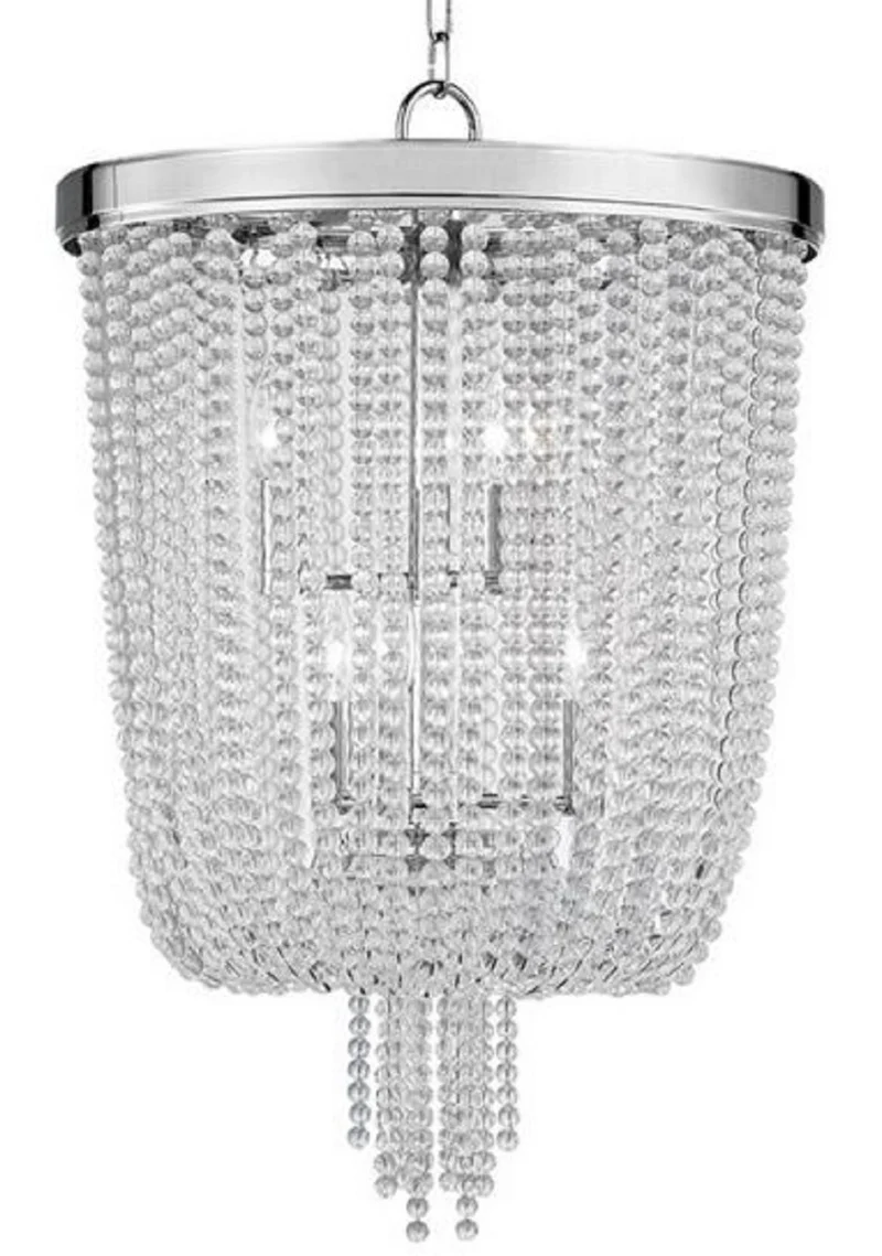 Casa Padrino Luxus Hängeleuchte Silber Ø 46,4 x H. 70,5 cm - Runde Pendelleuchte mit Kristallglas