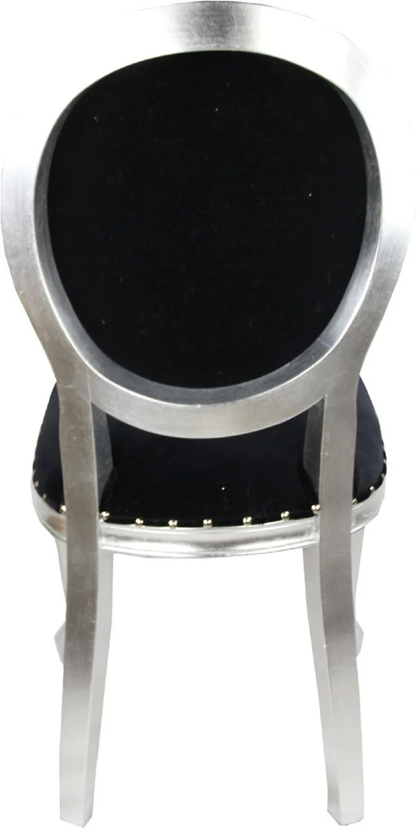 Pompöös by Casa Padrino Luxus Barock Esszimmerstühle Schwarz / Weiß / Silber 50 x 60 x H. 104 cm - Pompööse Barock Stühle designed by Harald Glööckler - 6 Esszimmerstühle