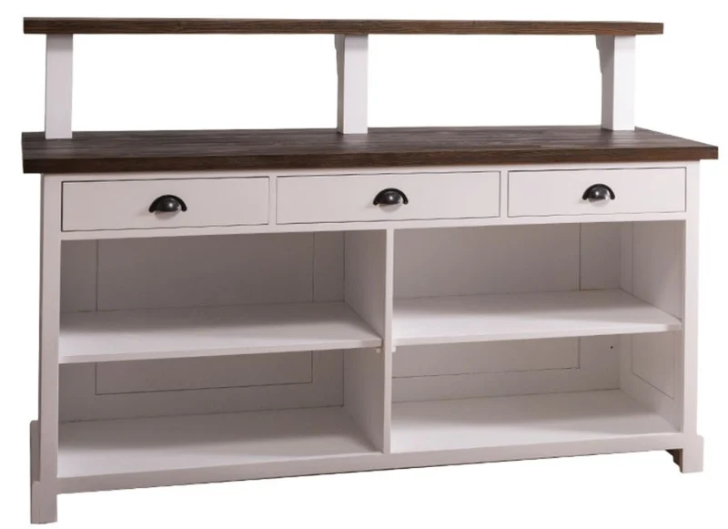 Casa Padrino Landhausstil Theke mit 3 Schubladen Weiß / Dunkelbraun 180 x 68 x H. 120 cm - Landhausstil Möbel