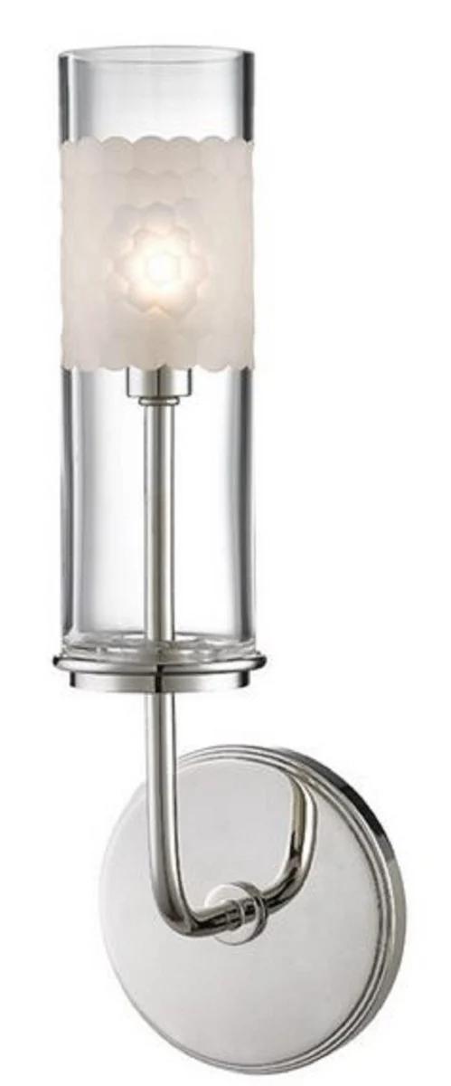 Casa Padrino Luxus LED Wandleuchte Silber / Weiß 12,7 x 9,5 x H. 36,2 cm - Luxus Qualität