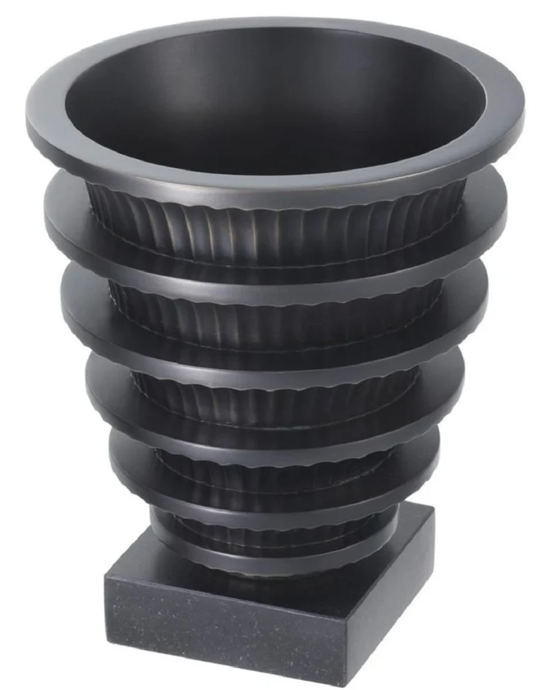 Casa Padrino Luxus Messing Vase mit Granitsockel Bronze / Schwarz Ø 19 x H. 22,3 cm - Wohnzimmer Deko