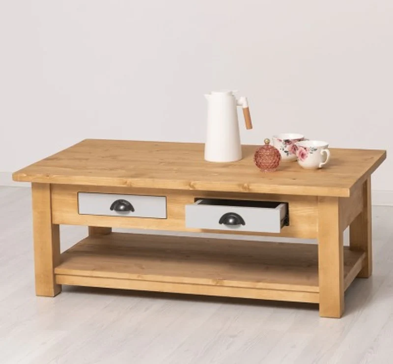 Casa Padrino Couchtisch im Landhausstil mit 2 Schubladen, 120 x 65 x 45 cm