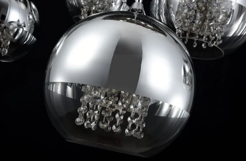 Casa Padrino Hängeleuchte Silber Ø 91 x H. 95 cm - Hängelampe mit runden Lampenschirmen und feinsten Kristall Behängen