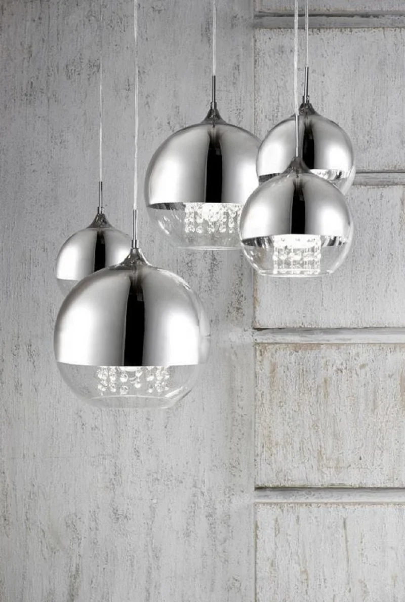 Casa Padrino Hängeleuchte Silber Ø 91 x H. 95 cm - Hängelampe mit runden Lampenschirmen und feinsten Kristall Behängen