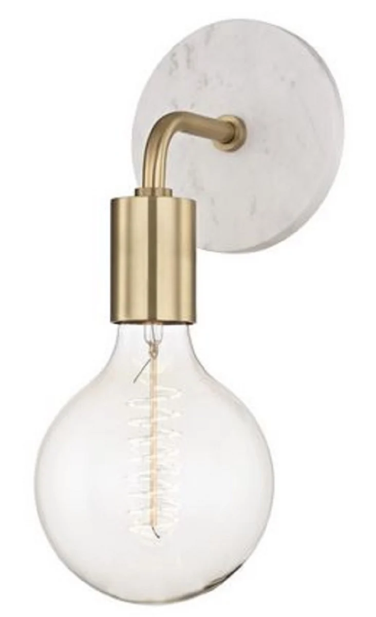 Casa Padrino Luxus Wandleuchte Antik Messingfarben / Weiß 12,7 x 16,5 x H. 33 cm - Hotel & Restaurant Wandlampe