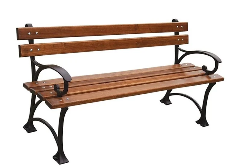 Casa Padrino Jugendstil Parkbank Braun / Schwarz 150 x 44 x H. 73 cm - Gartenbank mit Armlehnen - Gartenmöbel