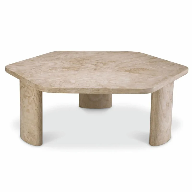 Casa Padrino Luxus Travertin Couchtisch Beige 101 cm - Travertin Wohnzimmer Möbel