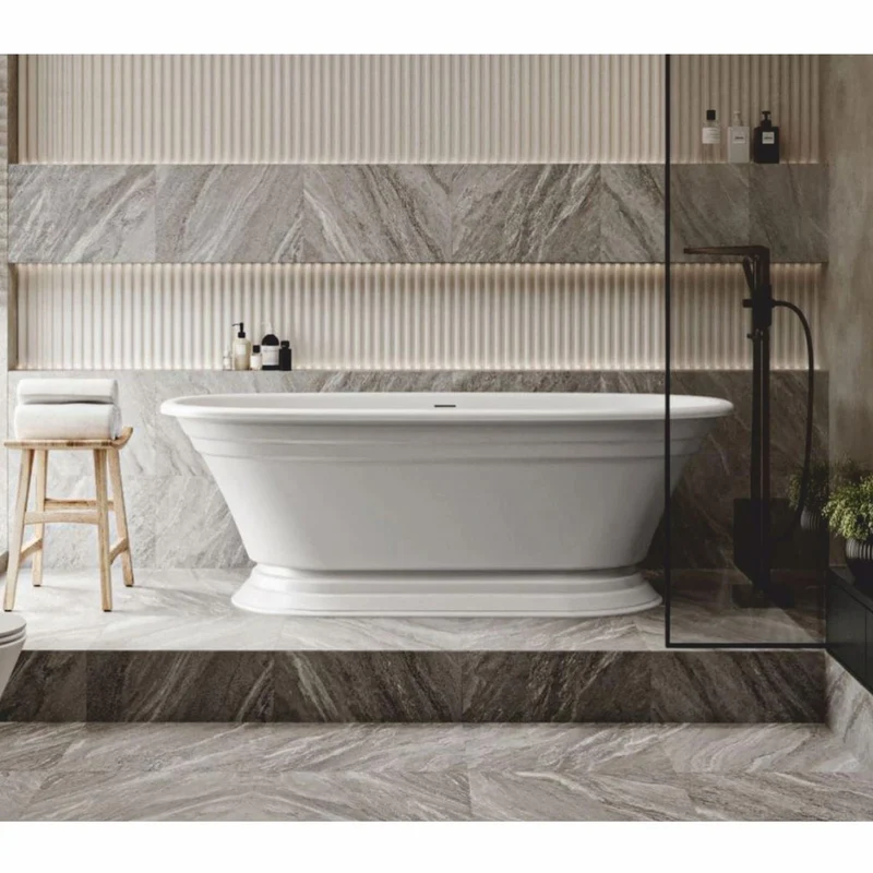 Casa Padrino Freistehende Luxus Art Deco Badewanne Hochglanz Weiß 175 cm