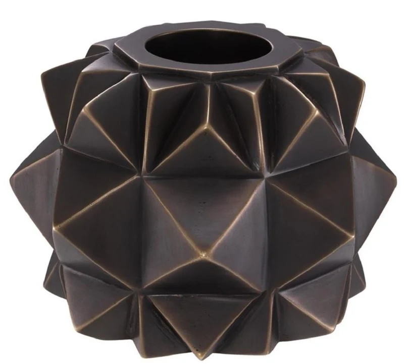 Casa Padrino Luxus Messing Teelichthalter Bronze Ø 13 x H. 9 cm - Deko Accessoires