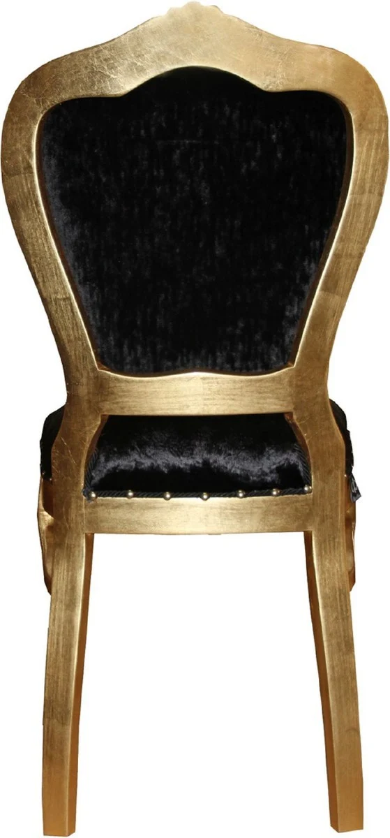 Casa Padrino Luxus Barock Esszimmer Set Schwarz / Gold 45 x 46 x H. 99 cm - 4 handgefertigte Esszimmerstühle - Barock Esszimmermöbel