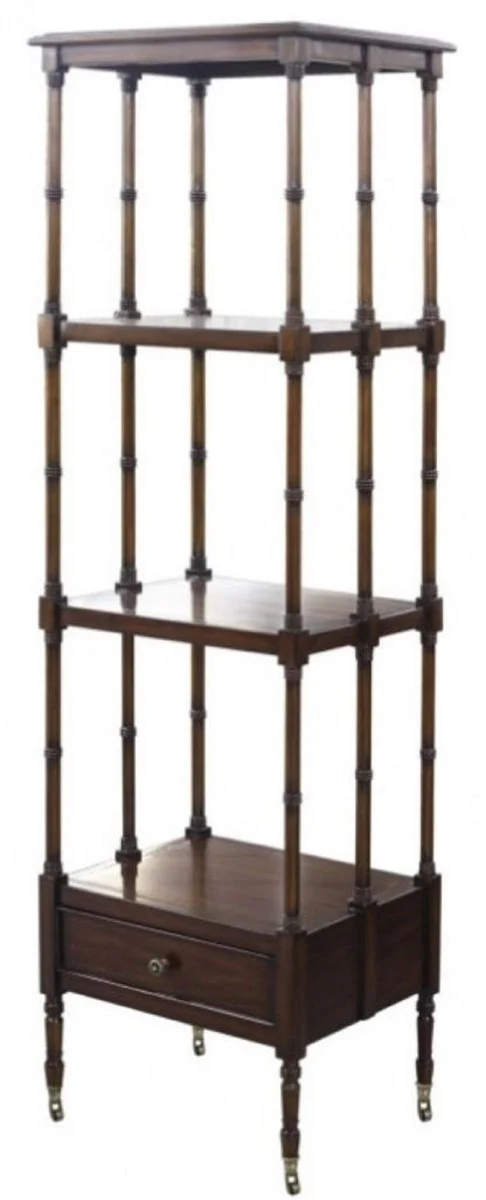 Casa Padrino Luxus Regalschrank mit Schublade Dunkelbraun 44 x 36 x H. 163 cm - Luxus Qualität