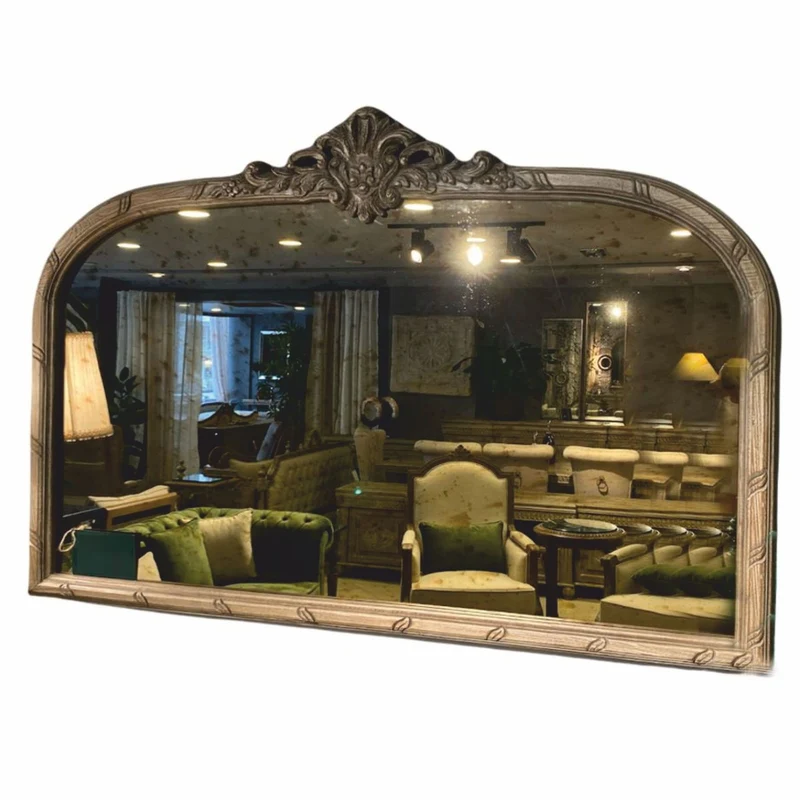 Casa Padrino Luxus Barock Spiegel Naturfarben / Grau 140 cm - Barock Möbel