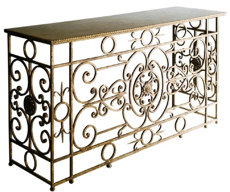 Casa Padrino Luxus Barock Konsole Weiß / Antik Gold 172 x 51 x H. 95 cm - Barockmöbel