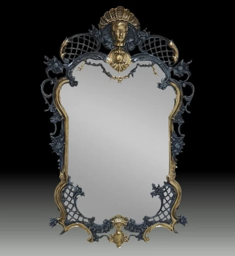 Casa Padrino Luxus Barock Bronze Spiegel Blau / Gold H. 96 cm - Barock Möbel