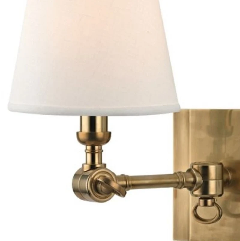 Casa Padrino Luxus Wandleuchte Antik Messing / Weiß 15,2 x 24,1 x H. 25,4 cm - Wandlampe mit Schwenkarm