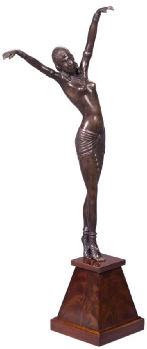 Casa Padrino Luxus Bronzefigur Cleopatra Bronze / Braun 15 x 15 x H. 71 cm - Dekofigur auf Holzsockel