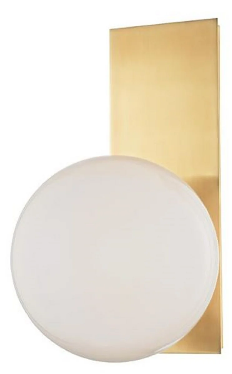 Casa Padrino Luxus LED Wandleuchte Antik Messingfarben / Weiß 19,1 x 16,5 x H. 32,4 cm - Hotel & Restaurant Lampe