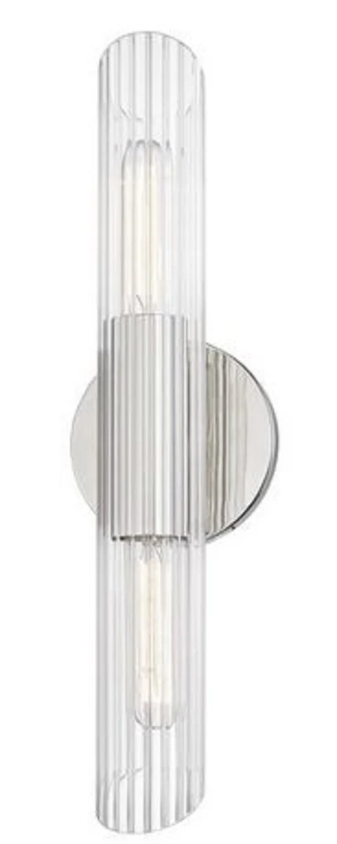 Casa Padrino Luxus Wandleuchte Silber 12,1 x 8,9 x H. 43,8 cm - Wohnzimmer Wandlampe