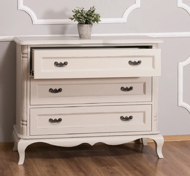 Casa Padrino Landhausstil Kommode mit 3 Schubladen Antik Hellgrau 110 x 48 x H. 89 cm - Landhausstil Möbel