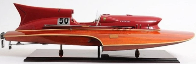 Luxus Holz Speedboot Braun / Rot 83 x 34 x H. 23 cm - Handgefertigtes Deko Modellboot Boot