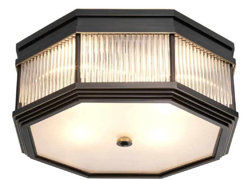 Casa Padrino Luxus Deckenleuchte Bronze 40,5 x 40,5 x H. 18 cm - Luxus Kollektion
