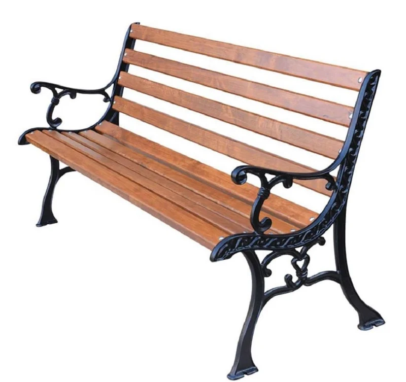 Casa Padrino Jugendstil Gartenbank mit Armlehnen Braun / Schwarz 150 x 40 x H. 78 cm - Parkbank - Sitzbank - Gartenmöbel