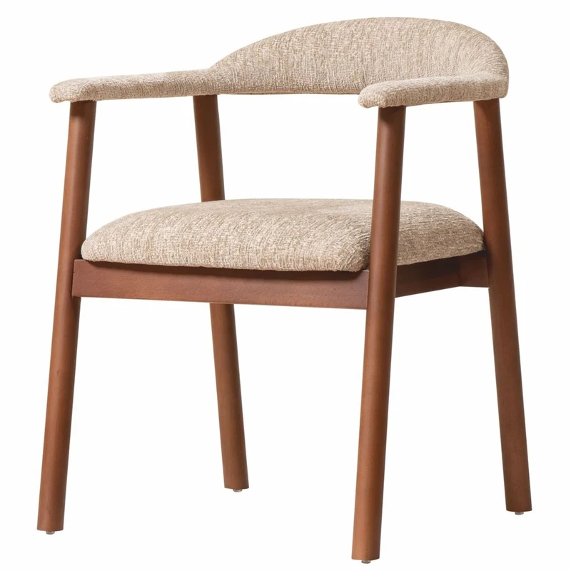 Casa Padrino Luxus Esszimmer Stuhl mit Armlehnen Beige / Braun H. 75 cm - Esszimmer Möbel