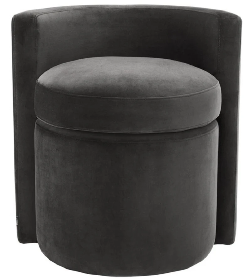 Casa Padrino Designer Sessel Dunkelgrau 61 x 57 x H. 64 cm - Runder Samt Sessel - Luxus Möbel