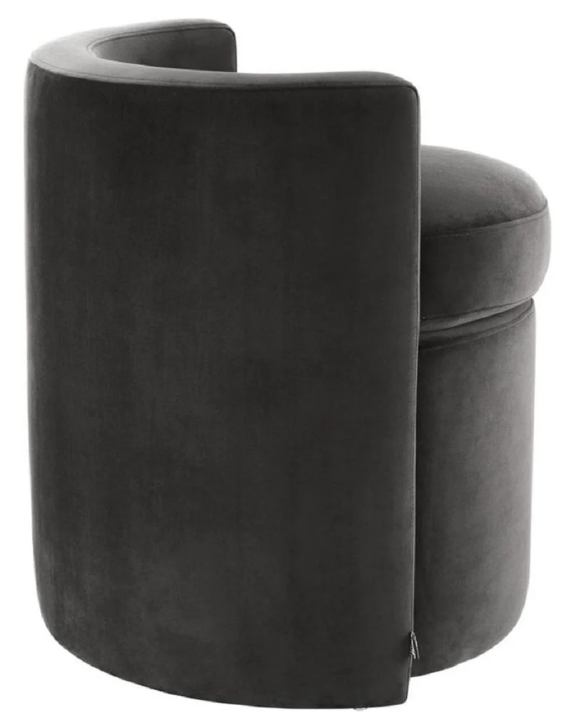Casa Padrino Designer Sessel Dunkelgrau 61 x 57 x H. 64 cm - Runder Samt Sessel - Luxus Möbel