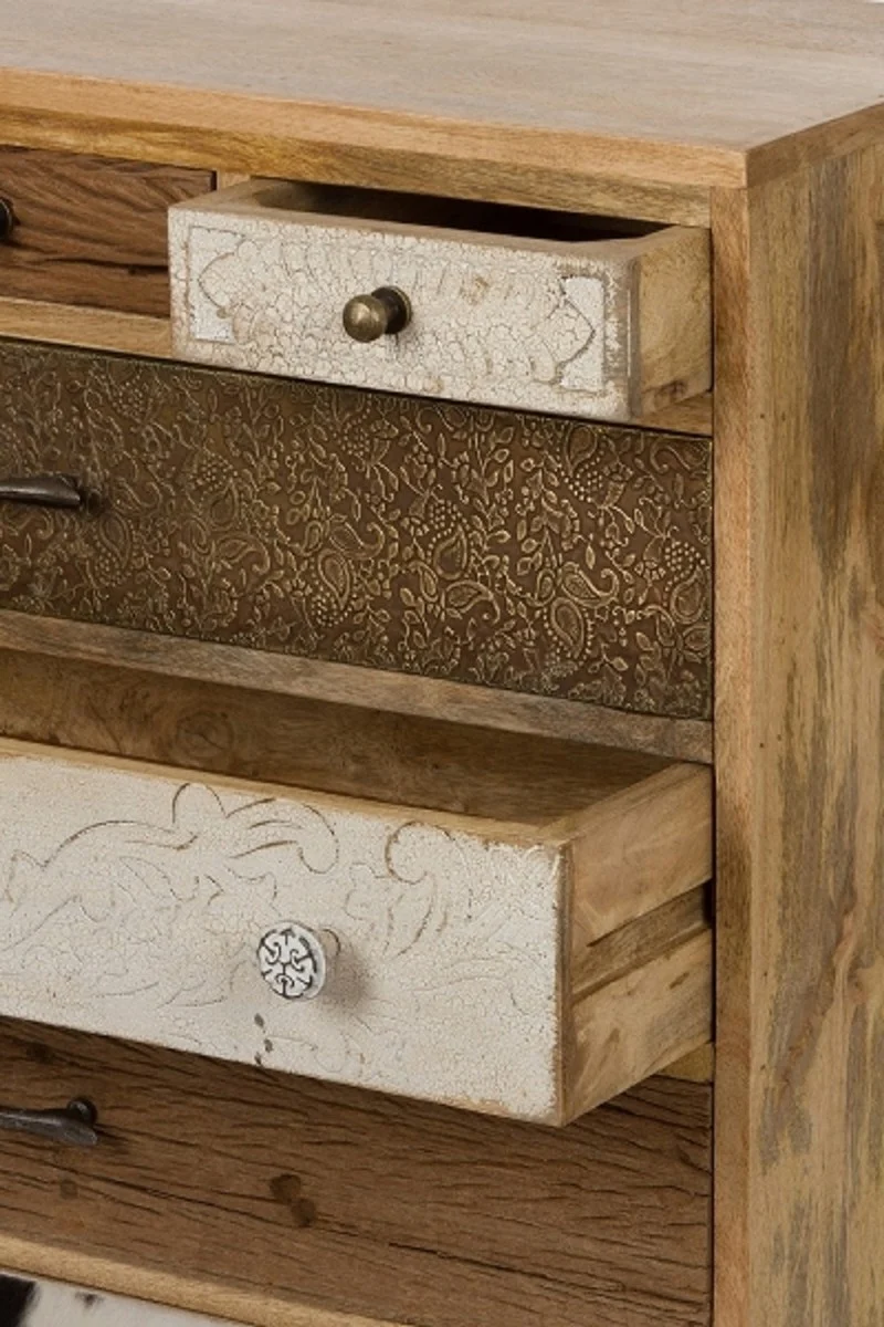 Casa Padrino Landhausstil Kommode mit 7 Schubladen Naturfarben / Mehrfarbig 70 x 30 x H. 80 cm - Landhausstil Möbel
