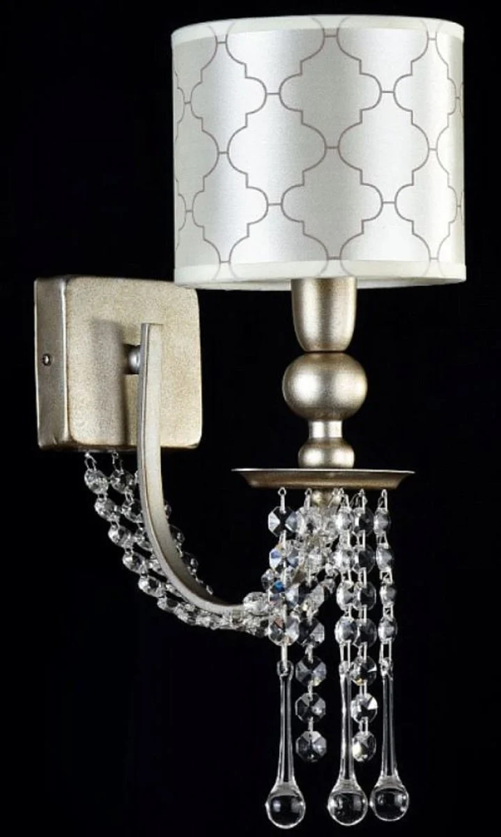 Casa Padrino Barock Kristall Wandleuchte Antik Gold / Beige 14 x 24 x H. 38 cm - Wandlampe im Barockstil