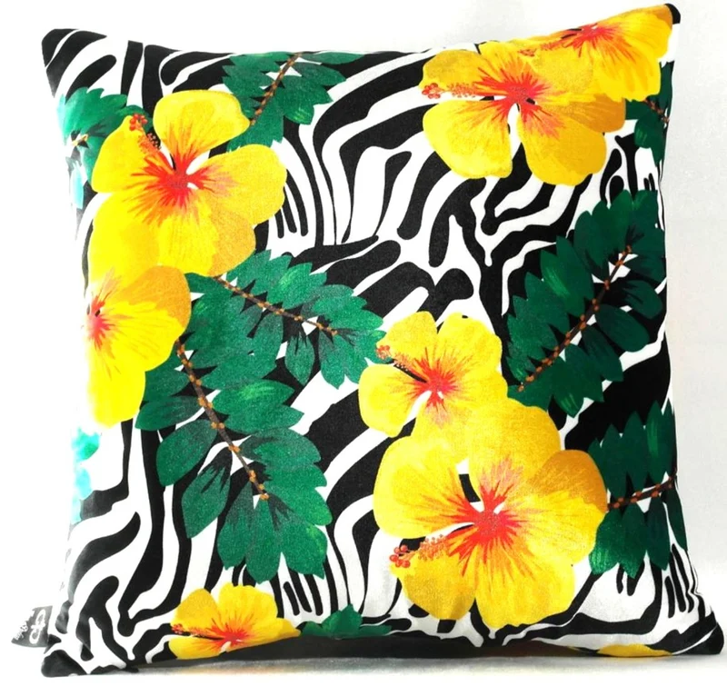 Casa Padrino Luxus Deko Kissen Florida Flowers Mehrfarbig 45 x 45 cm - Feinster Samtstoff - Dekoratives Wohnzimmer Kissen