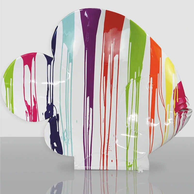 Casa Padrino XXL Deko Skulptur Fisch Weiß / Bunt H. 110 cm - Deko Figur