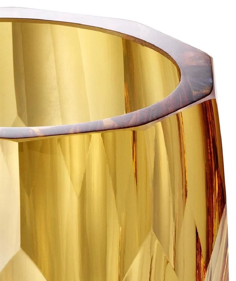 Casa Padrino Luxus Deko Glas Vase Gelb Ø 12 x H. 14 cm - Luxus Qualität