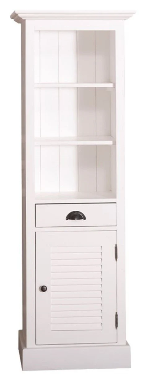 Casa Padrino Landhausstil Badezimmerschrank mit Tür und Schublade Weiß 54 x 41 x H. 160 cm - Badezimmermöbel im Landhausstil