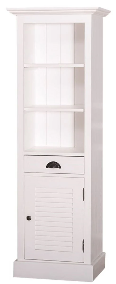 Casa Padrino Landhausstil Badezimmerschrank mit Tür und Schublade Weiß 54 x 41 x H. 160 cm - Badezimmermöbel im Landhausstil
