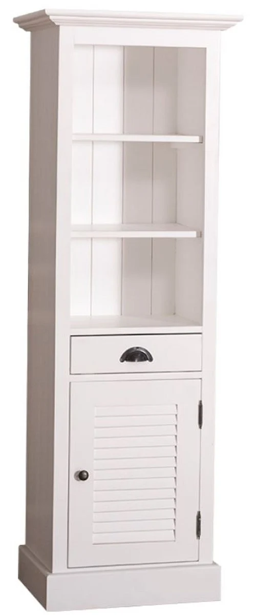 Casa Padrino Landhausstil Badezimmerschrank mit Tür und Schublade Weiß 54 x 41 x H. 160 cm - Badezimmermöbel im Landhausstil