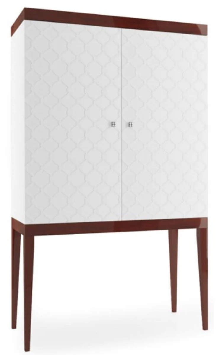 Casa Padrino Luxus Barschrank mit 2 Türen Weiß / Hochglanz Braun 111,2 x 45 x H. 185 cm - Luxus Kollektion
