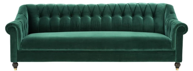 Casa Padrino Luxus Chesterfield Wohnzimmer Sofa Grün / Braun / Gold 230 x 90 x H. 81,5 cm - Luxus Qualität