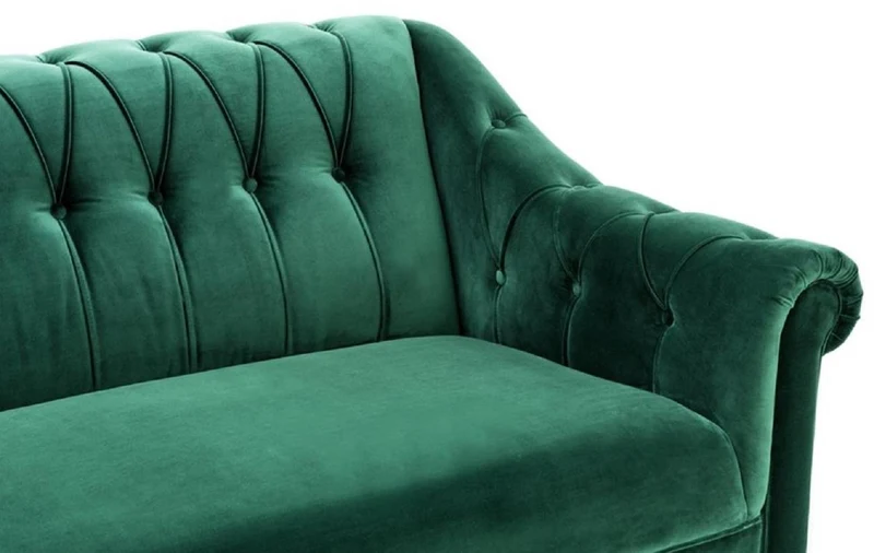 Casa Padrino Luxus Chesterfield Wohnzimmer Sofa Grün / Braun / Gold 230 x 90 x H. 81,5 cm - Luxus Qualität