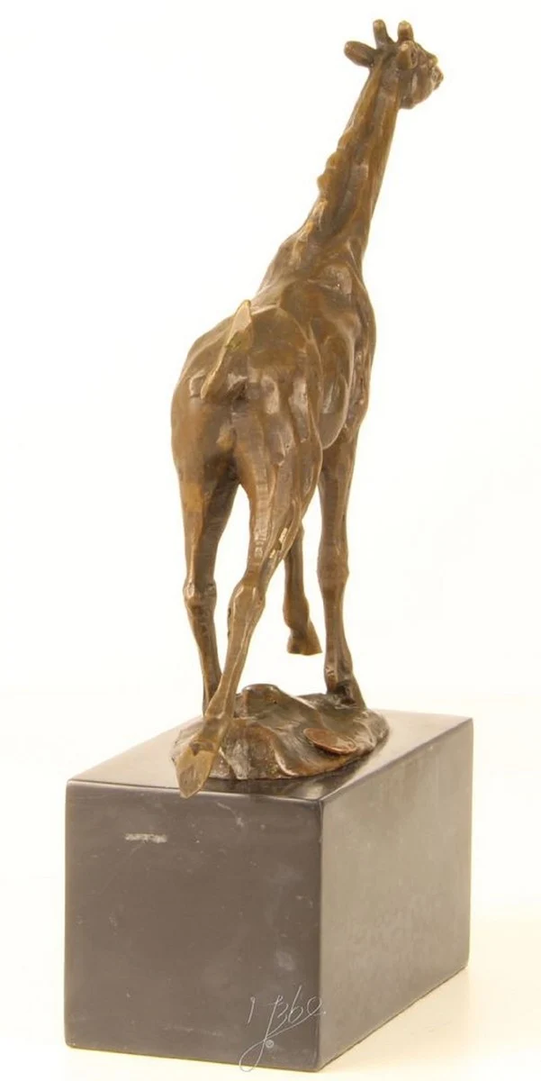 Casa Padrino Luxus Bronze Skulptur Giraffe Bronze / Gold / Grau 18 x 7,4 x H. 25,9 cm - Bronzefigur