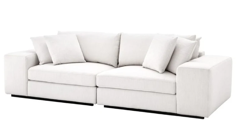 Casa Padrino Luxus Wohnzimmer Sofa Weiß / Schwarz 280 x 120 x H. 90 cm - Luxus Möbel