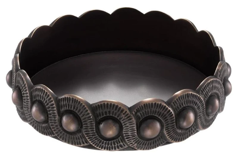 Casa Padrino Luxus Messing Aschenbecher Bronze Ø 20,5 x H. 4,5 cm - Luxus Kollektion